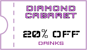 A coupon for 20% off drinks in the Diamond Cabaret club in Prague